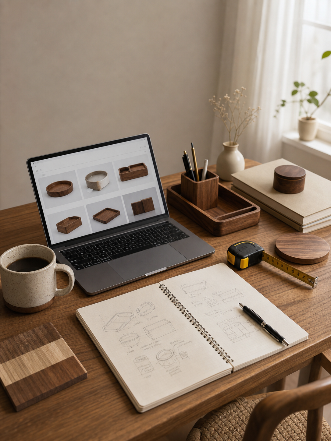 Laptop showing walnut home goods during research